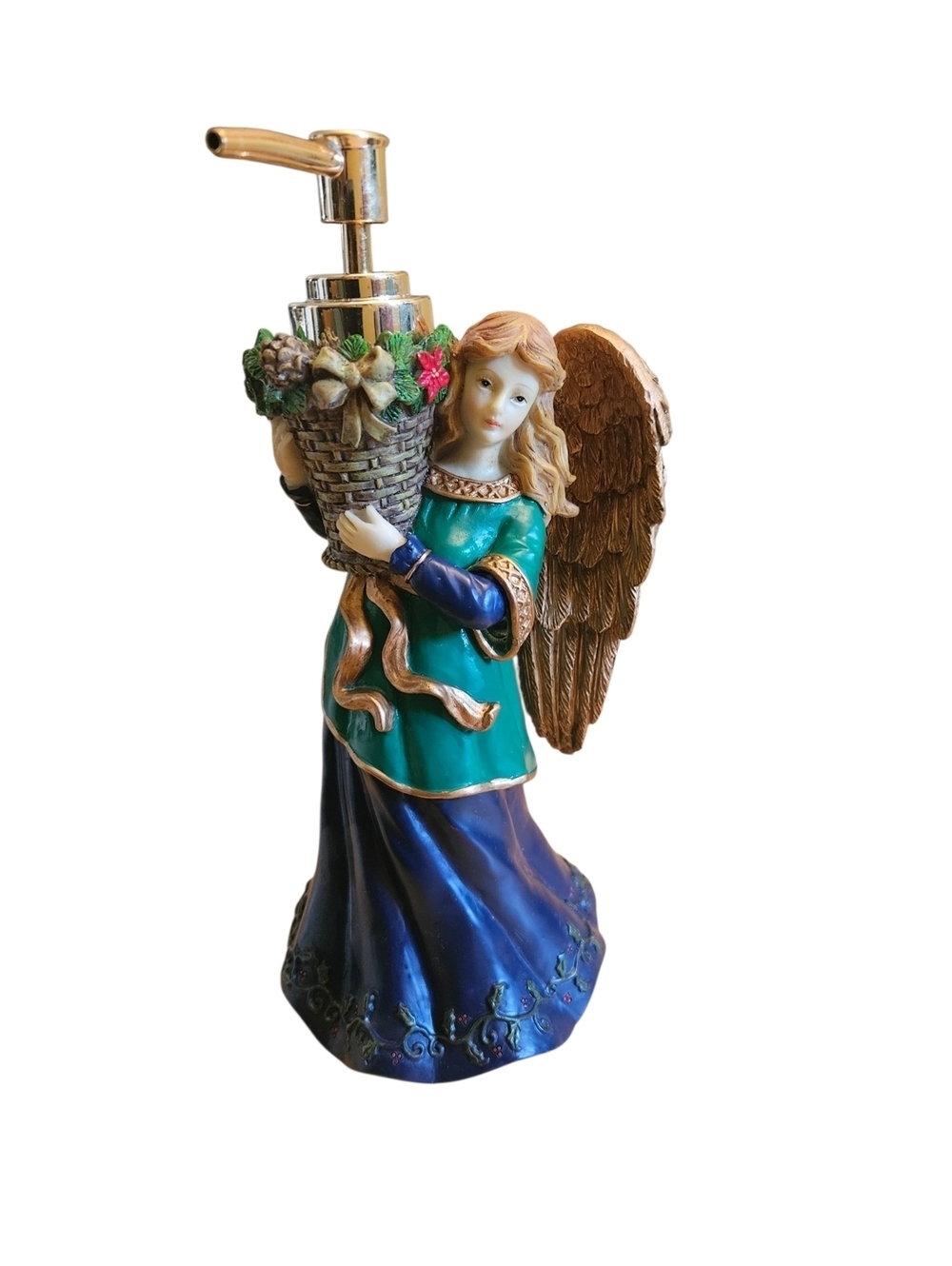 Christmas Angel Wings Soap Lotion Dispenser Resin Holiday Bathroom Decor 9.5 A1
